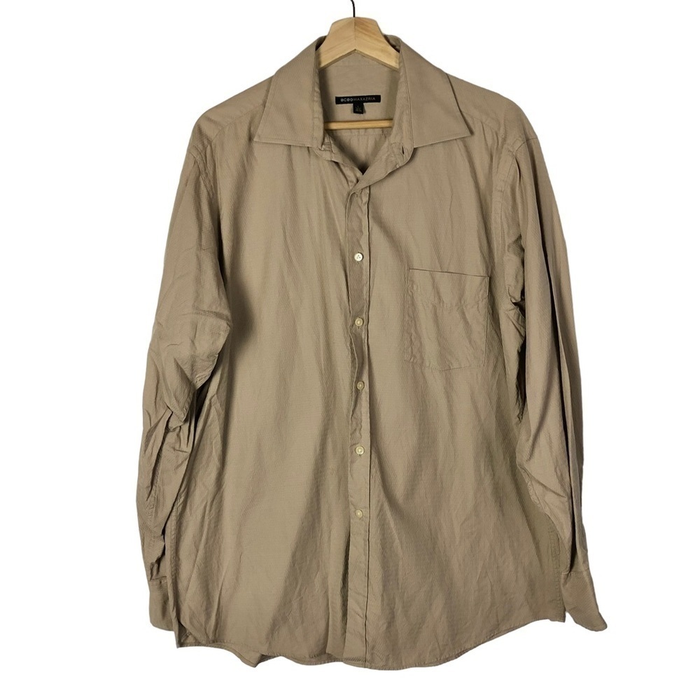BCBGMaxAzria Light Brown Long Sleeve Button Down‎ Dress Shirt L